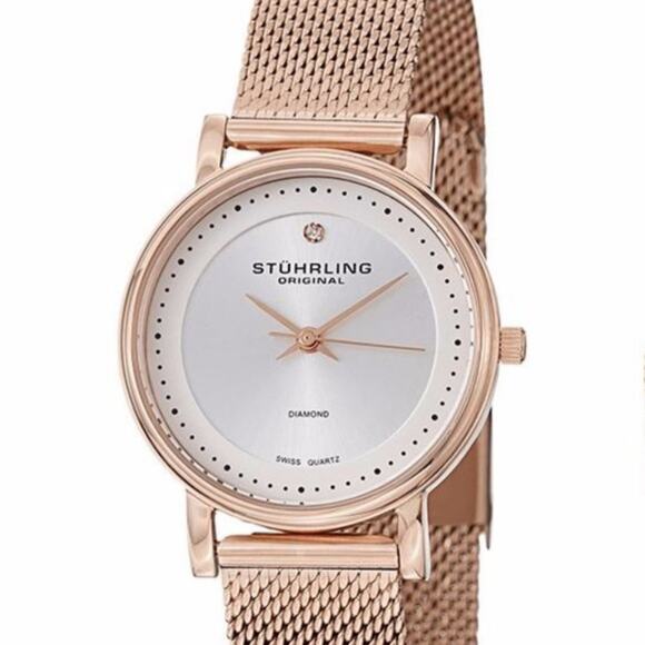 CLASSIC STUHRLING ROSE GOLD MESH WATCH - Picture 2 of 13